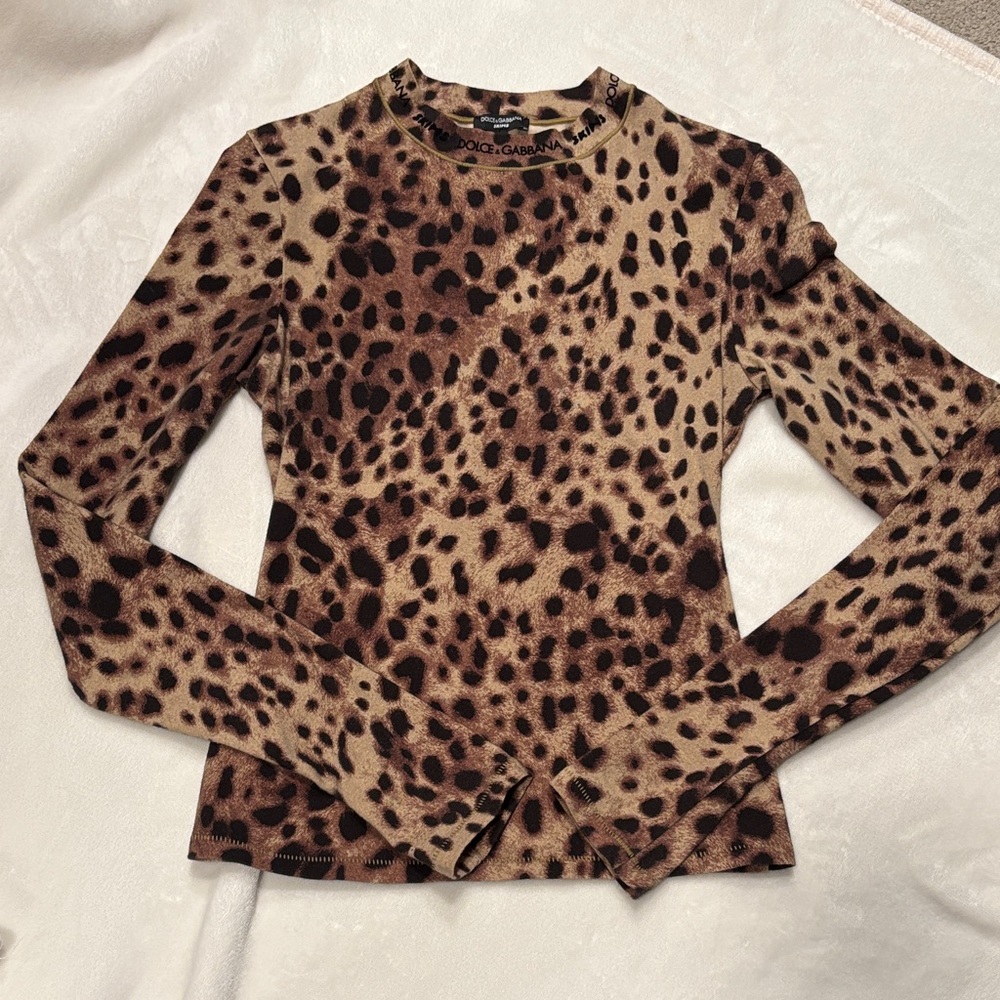 Skims -Dolce & Gabbana Animal Print Long Sleeve Top